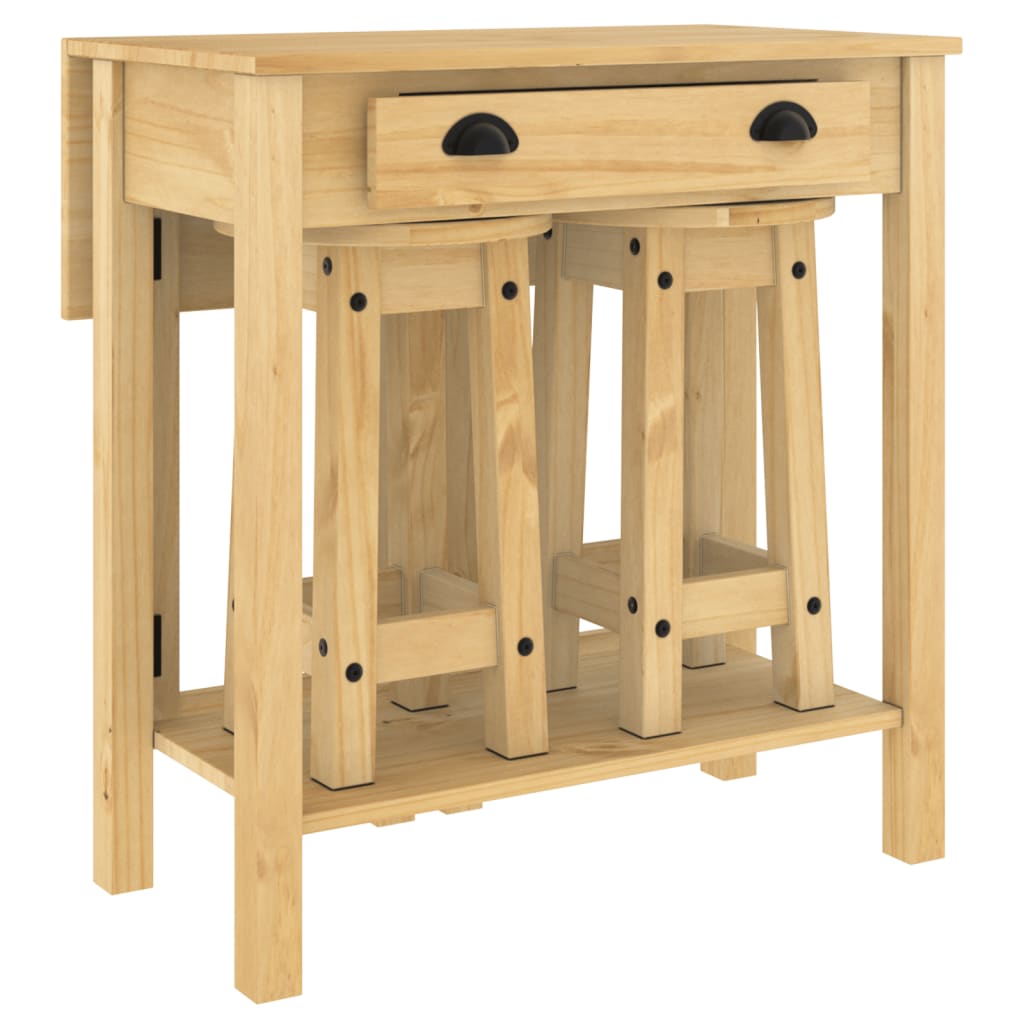 Ensemble de bar 3 pcs bois de pin massif - XIOS