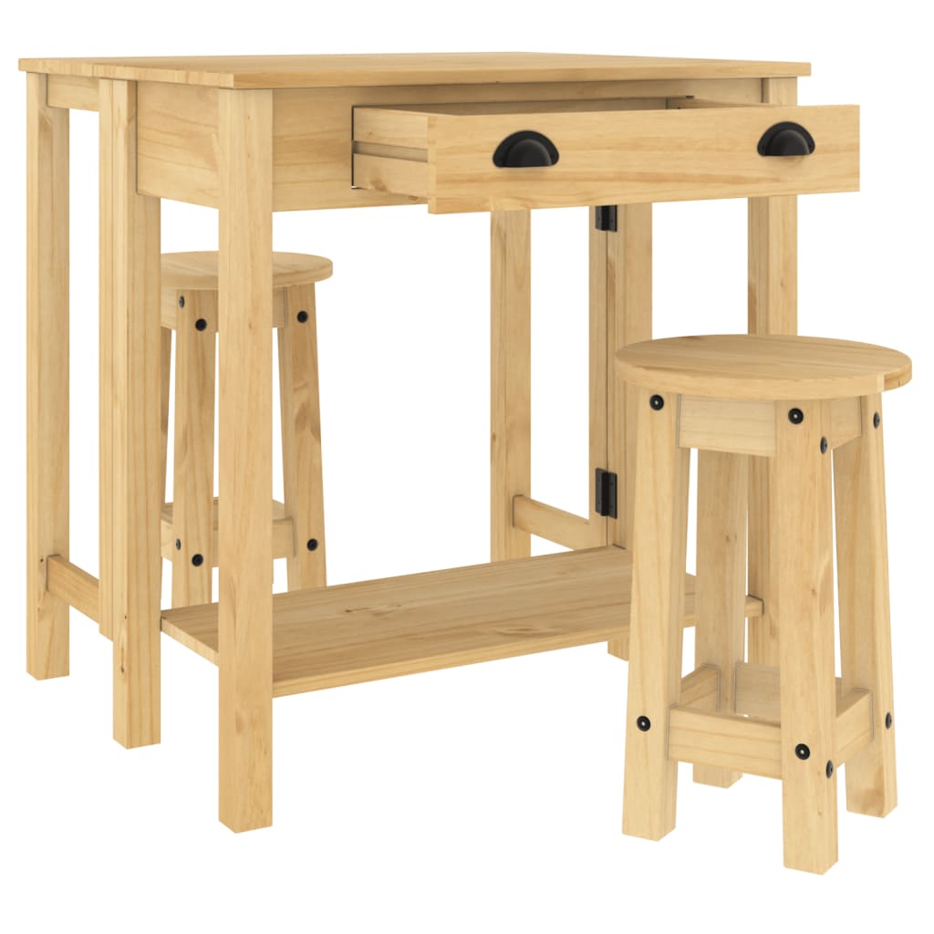 Ensemble de bar 3 pcs bois de pin massif - XIOS
