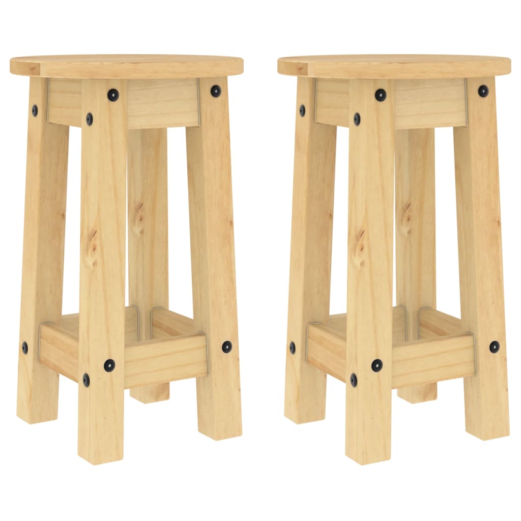 Tabourets de bar lot de 2 bois massif de pin - XIOS