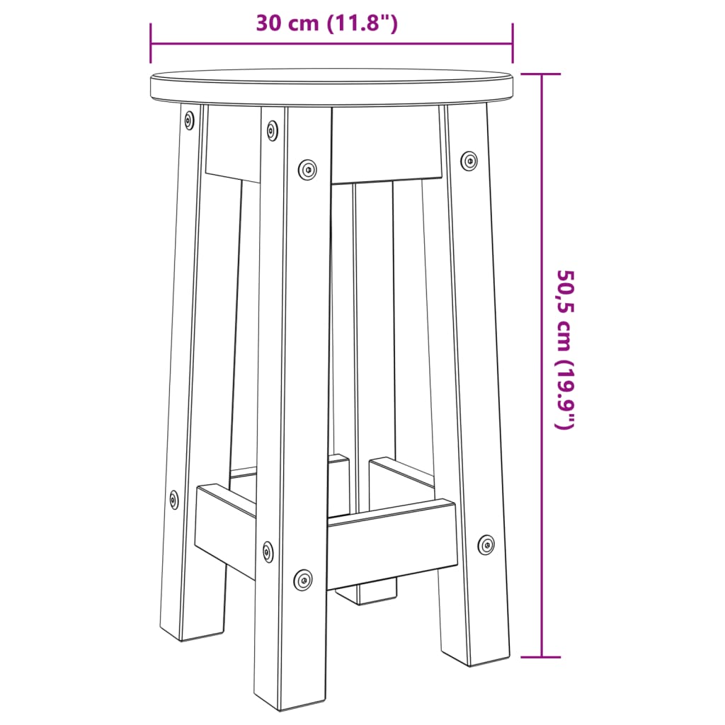 Tabourets de bar lot de 2 bois massif de pin - XIOS