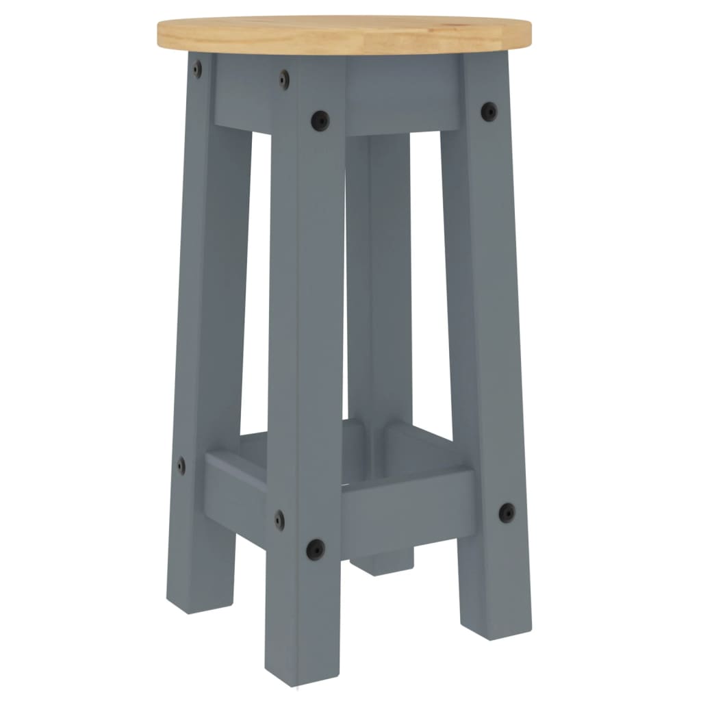 Tabourets de bar lot de 2 gris bois massif de pin - XIOS