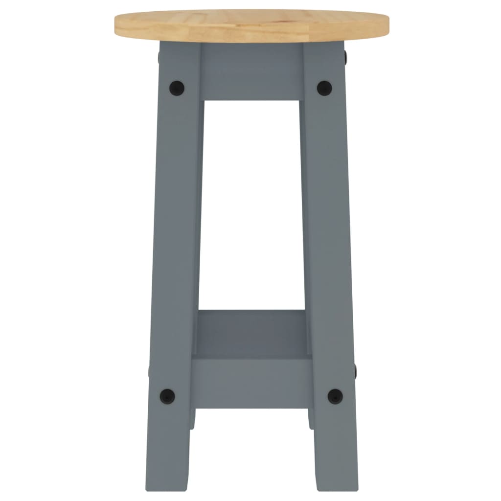 Tabourets de bar lot de 2 gris bois massif de pin - XIOS