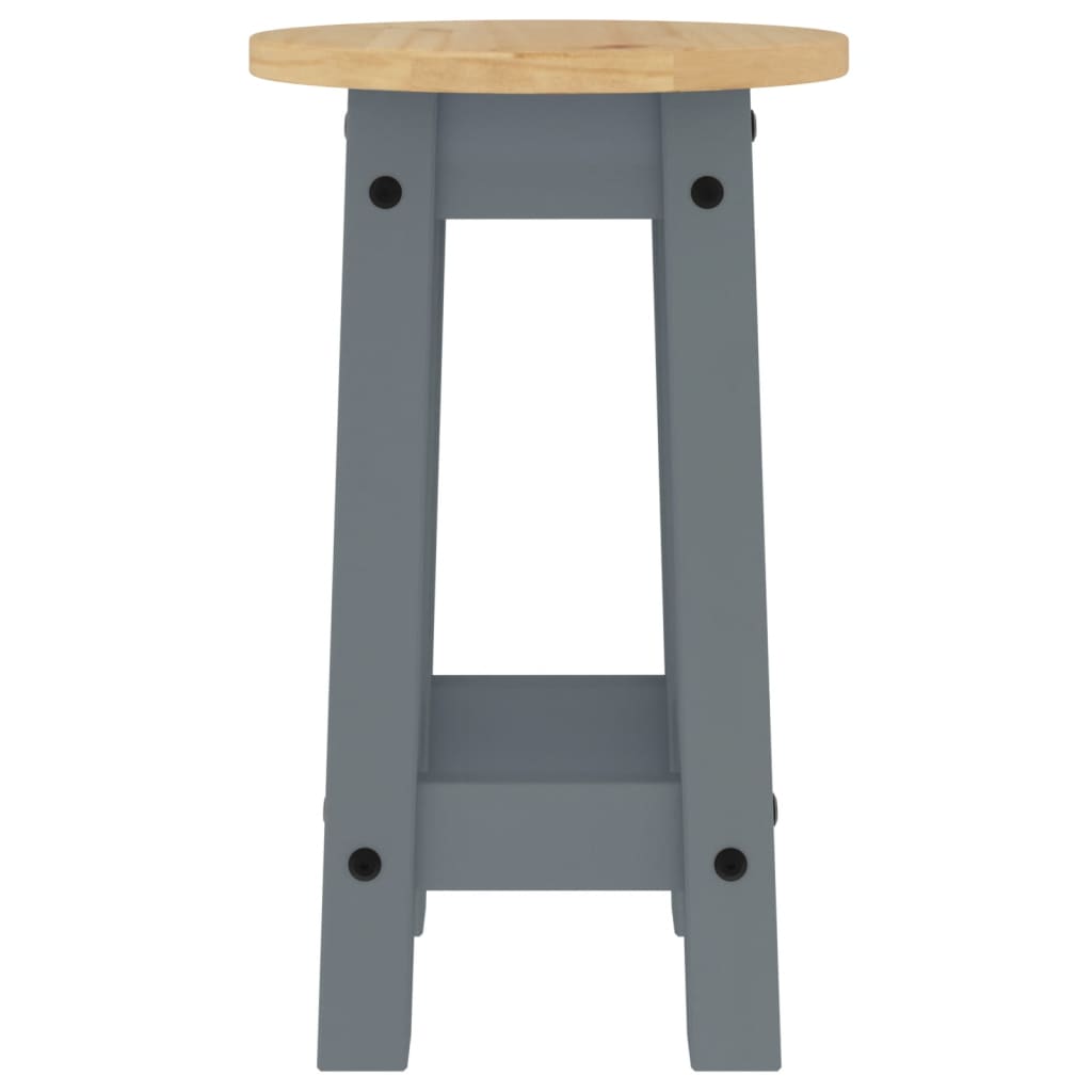 Tabourets de bar lot de 2 gris bois massif de pin - XIOS