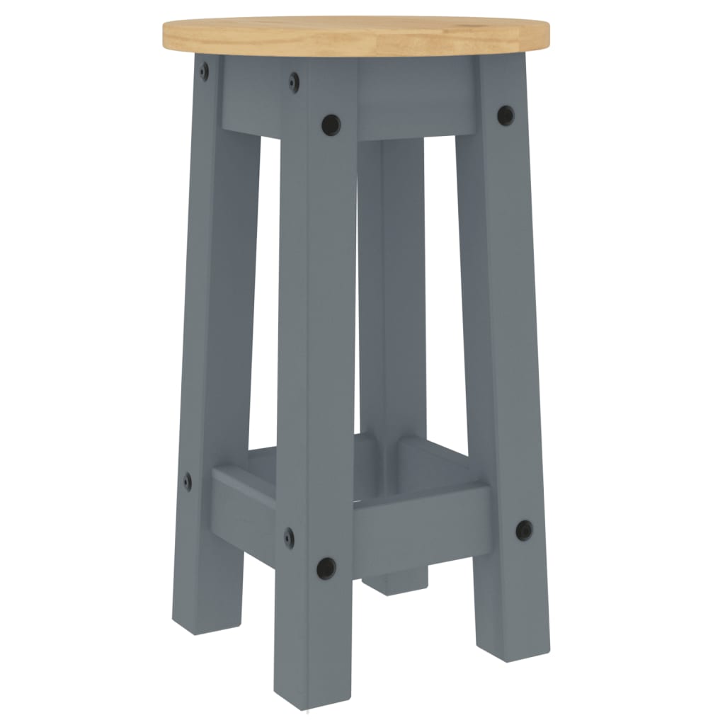 Tabourets de bar lot de 2 gris bois massif de pin - XIOS