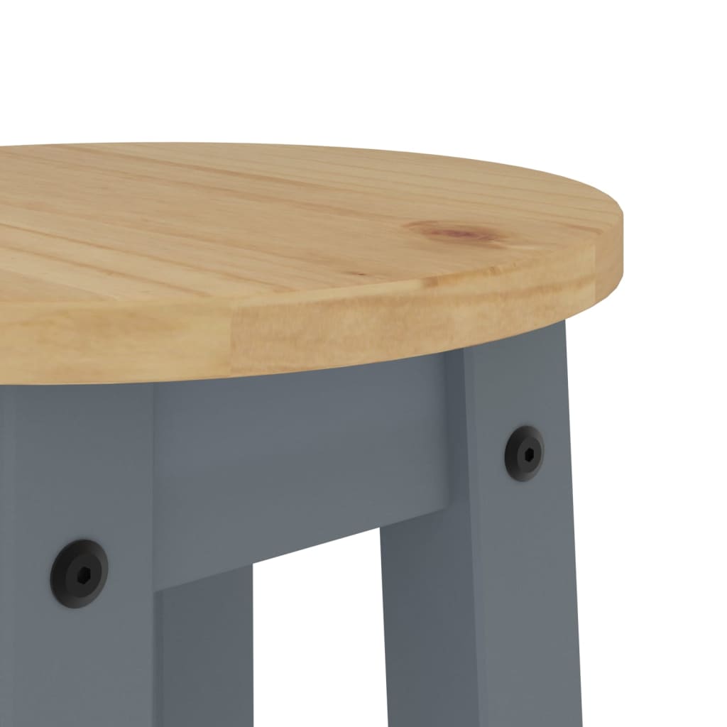 Tabourets de bar lot de 2 gris bois massif de pin - XIOS