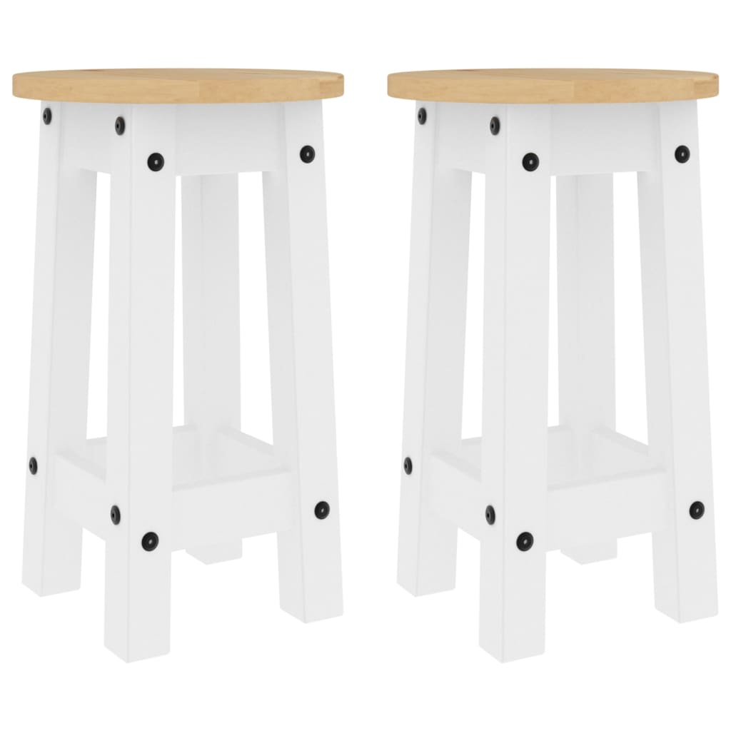 Tabourets de bar lot de 2 blanc bois massif de pin - XIOS