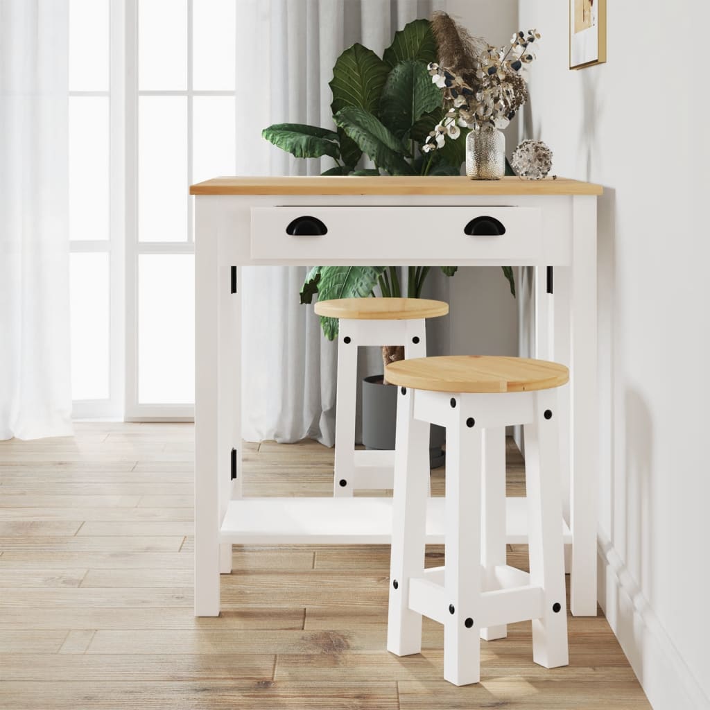 Tabourets de bar lot de 2 blanc bois massif de pin - XIOS