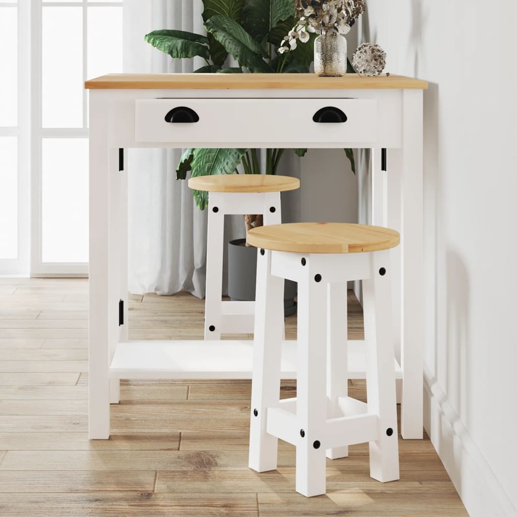 Tabourets de bar lot de 2 blanc bois massif de pin - XIOS