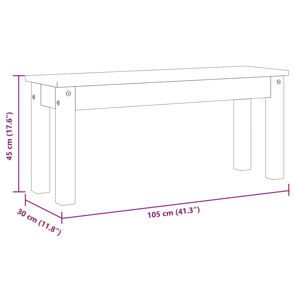Banc à manger PANAMA 105x30x45 cm bois massif de pin - XIOS