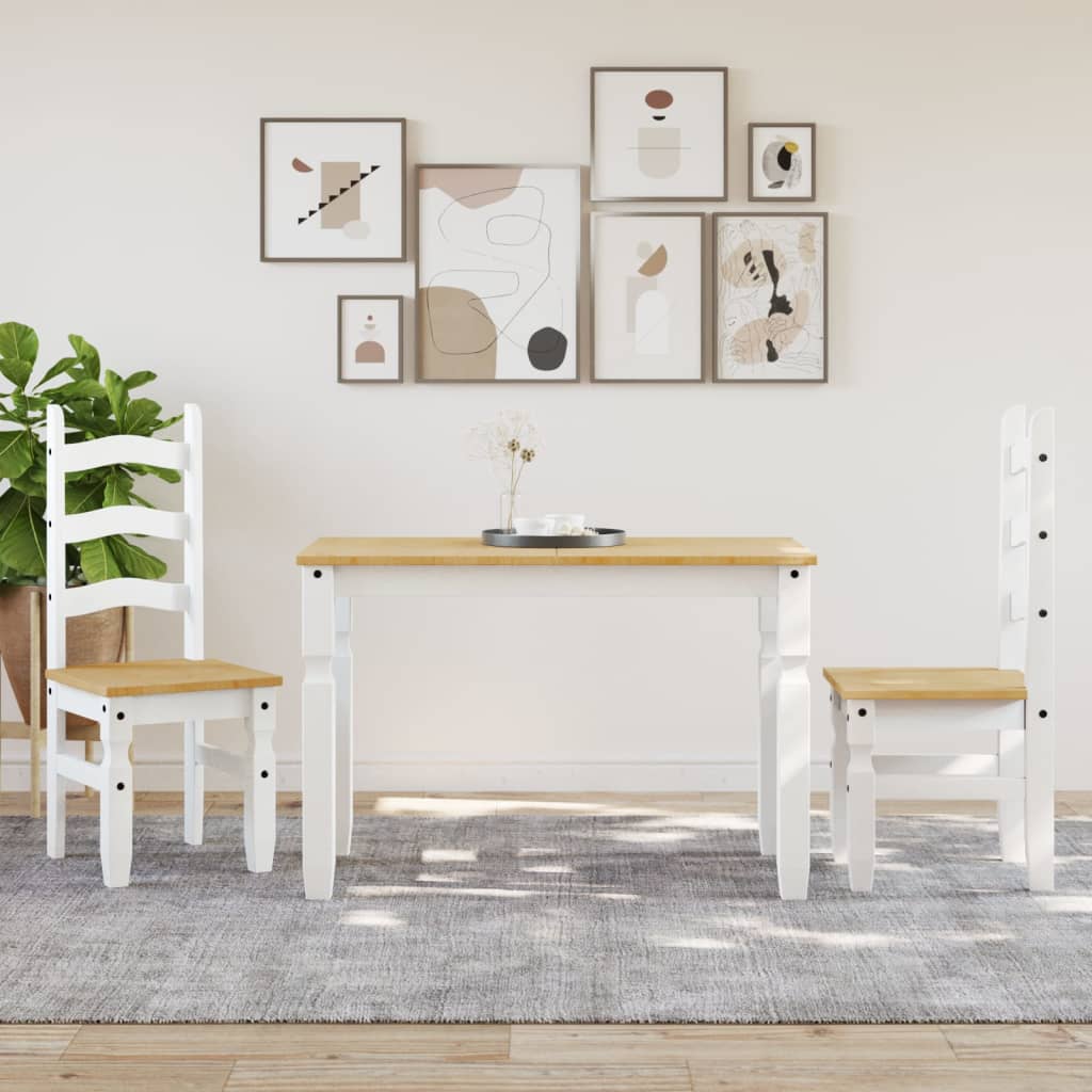 Table à manger Corona blanc 112x60x75 cm bois massif de pin - XIOS