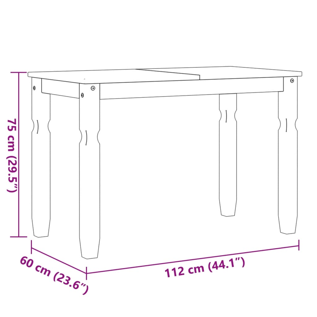 Table à manger Corona blanc 112x60x75 cm bois massif de pin - XIOS