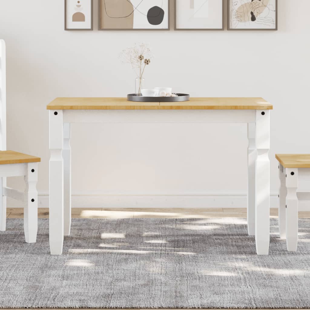 Table à manger Corona blanc 112x60x75 cm bois massif de pin - XIOS