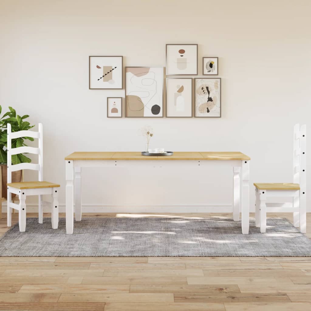 Table à manger Corona blanc 180x90x75 cm bois massif de pin - XIOS
