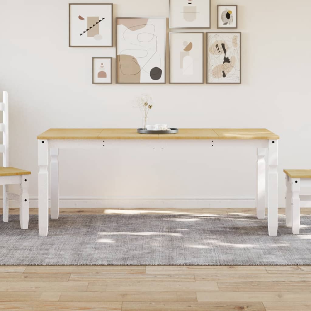 Table à manger Corona blanc 180x90x75 cm bois massif de pin - XIOS