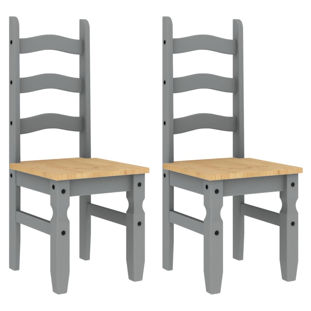 Chaises à manger lot de 2 Corona gris bois massif de pin - XIOS