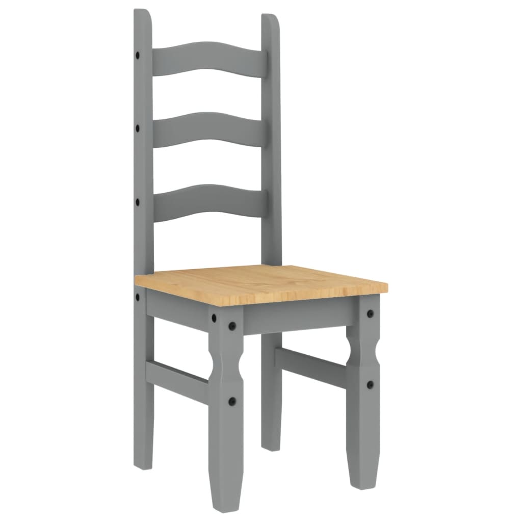 Chaises à manger lot de 2 Corona gris bois massif de pin - XIOS