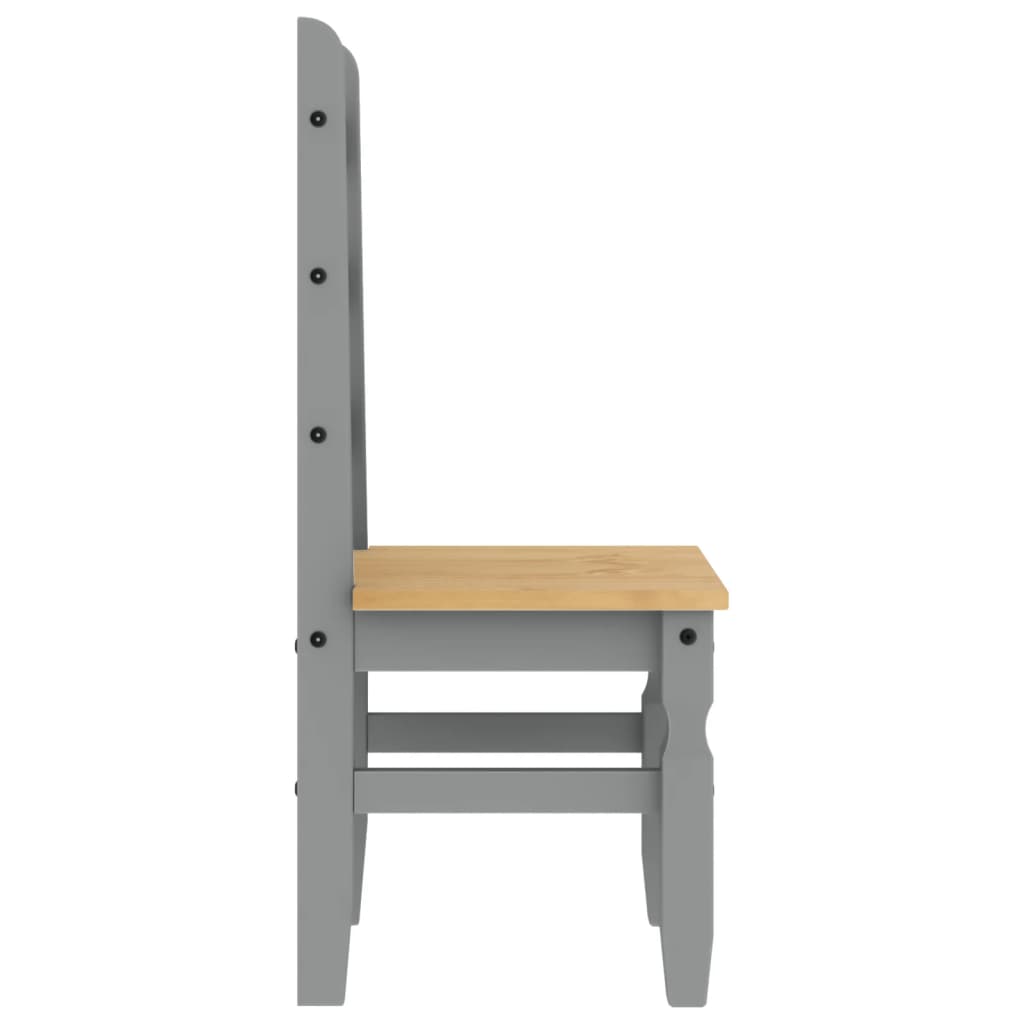 Chaises à manger lot de 2 Corona gris bois massif de pin - XIOS