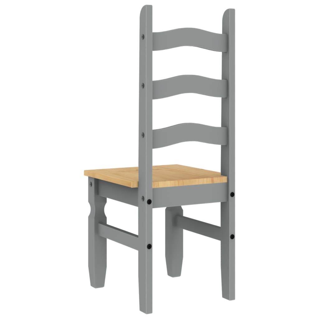Chaises à manger lot de 2 Corona gris bois massif de pin - XIOS