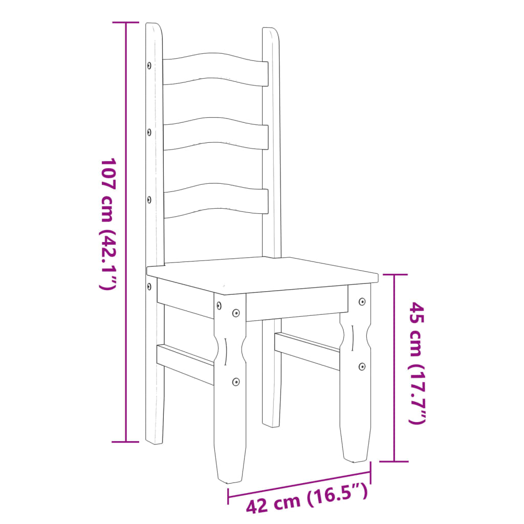 Chaises à manger lot de 2 Corona gris bois massif de pin - XIOS
