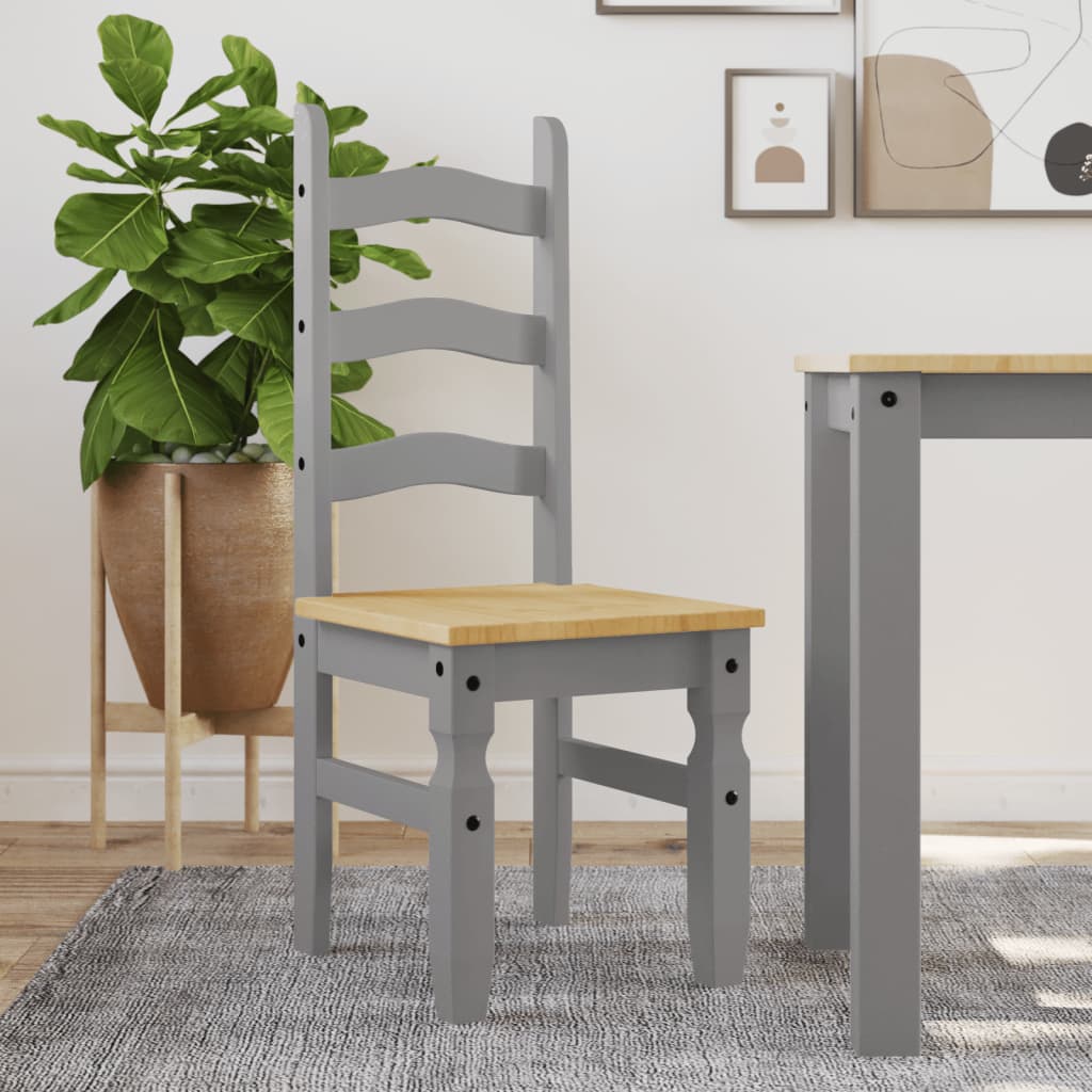 Chaises à manger lot de 2 Corona gris bois massif de pin - XIOS