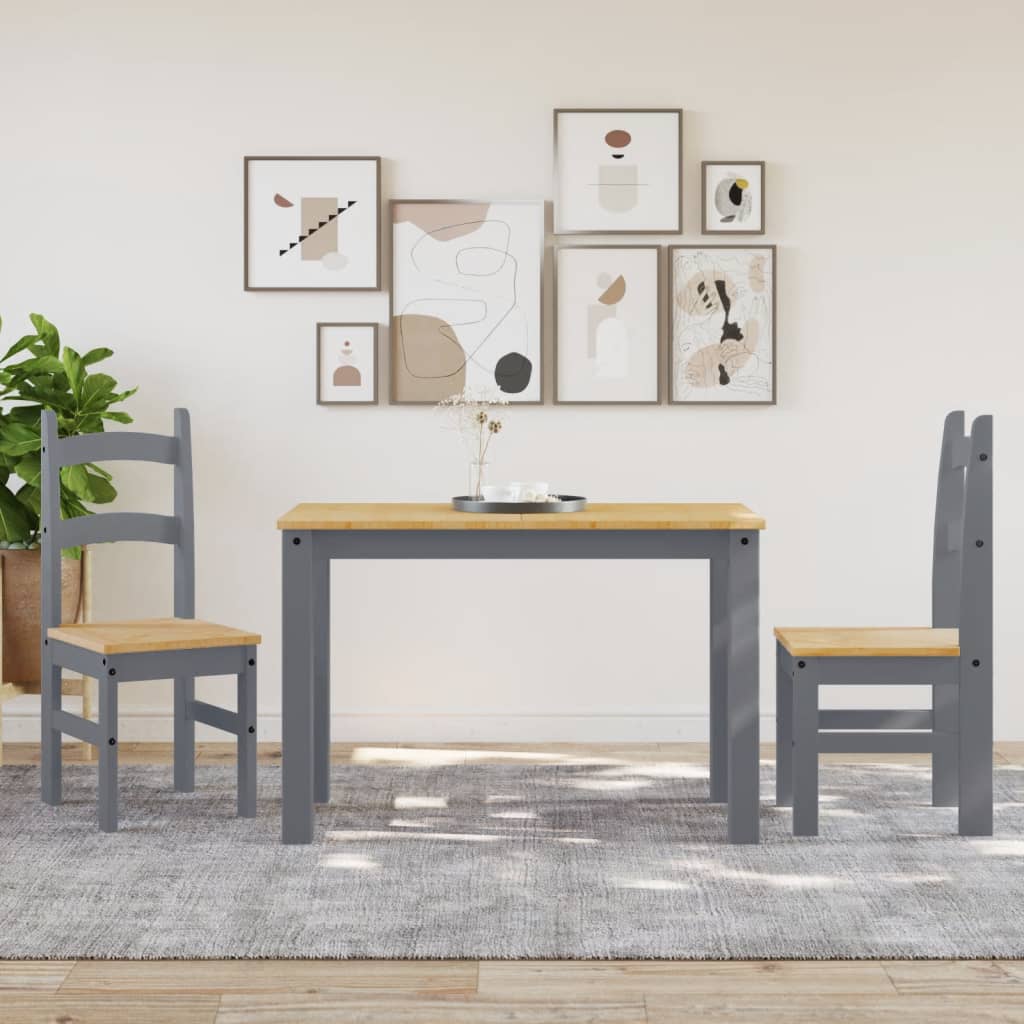 Chaises à manger lot de 2 gris 40x46x99 cm bois massif de pin - XIOS