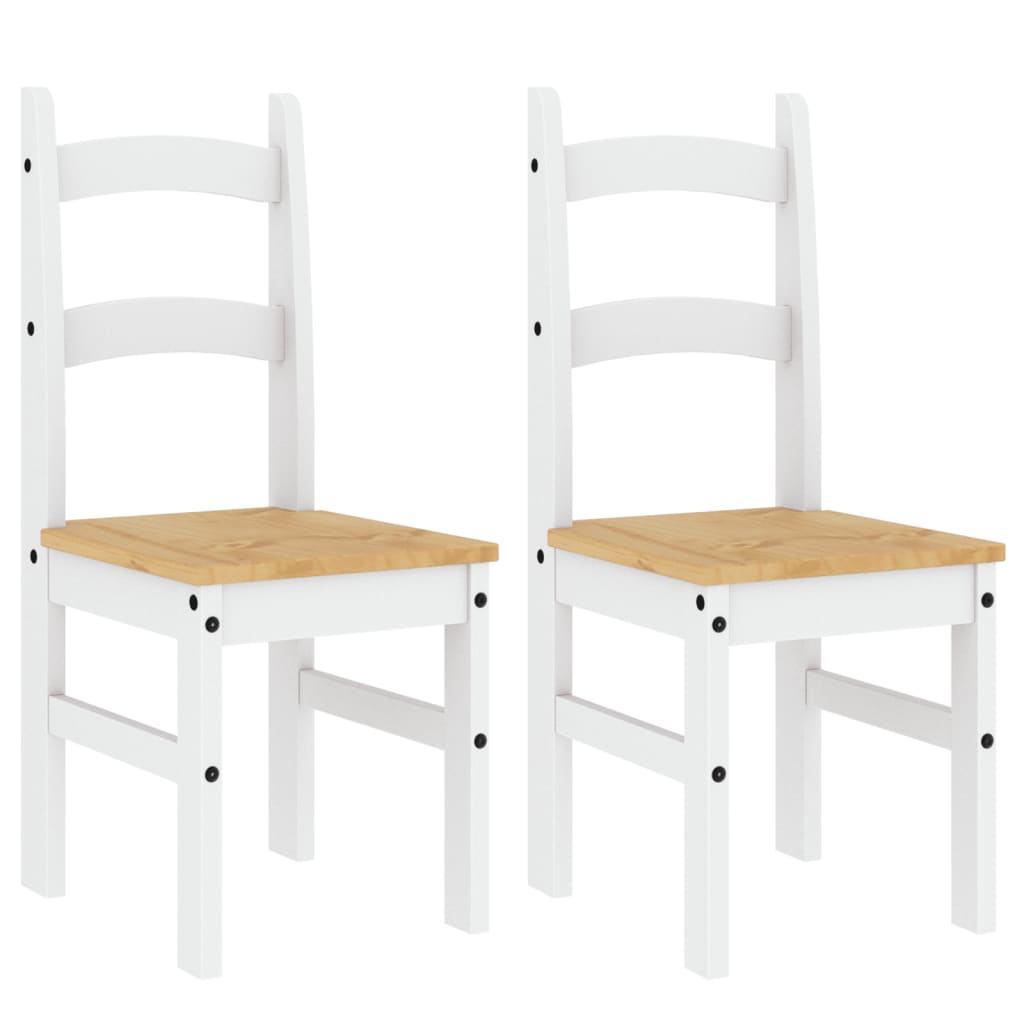 Chaises à manger lot de 2 blanc 40x46x99 cm bois massif de pin - XIOS