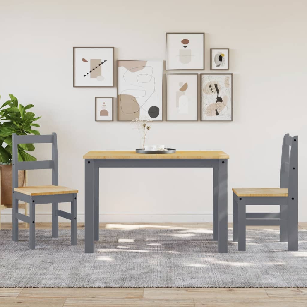 Chaises à manger lot de 2 Panama gris bois massif de pin - XIOS
