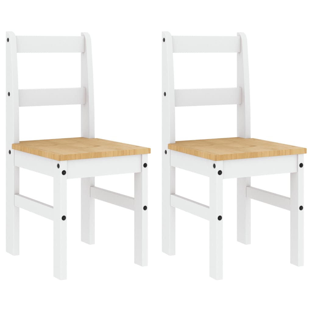 Chaises à manger lot de 2 PANAMA blanc bois massif de pin - XIOS