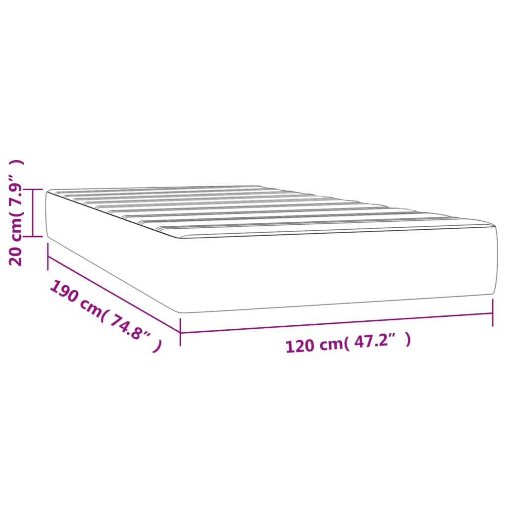 Matelas de lit à ressorts ensachés fermeté moyenne crème 120x190x20 cm Tissu