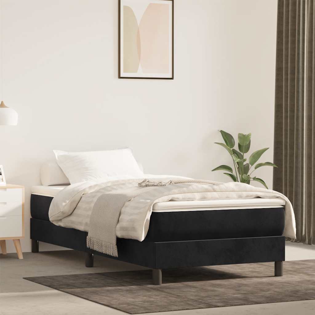 Matelas de lit à ressorts ensachés fermeté moyenne noir 120x190x20 cm velours