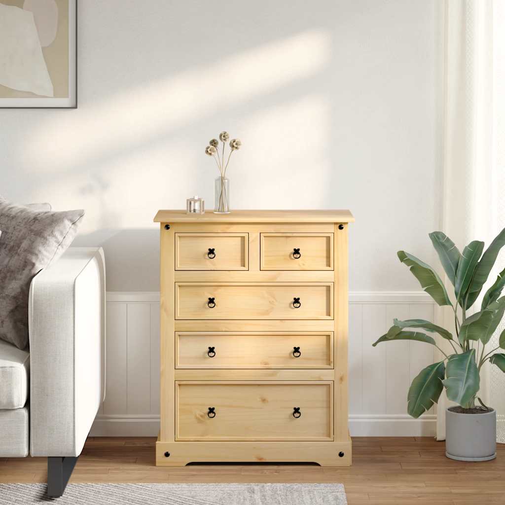 Commode Corona 92x48x114 cm bois massif de pin