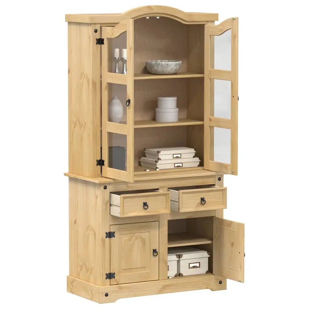 Vitrine en verre Corona 100x48,5x179 cm bois massif de pin - XIOS