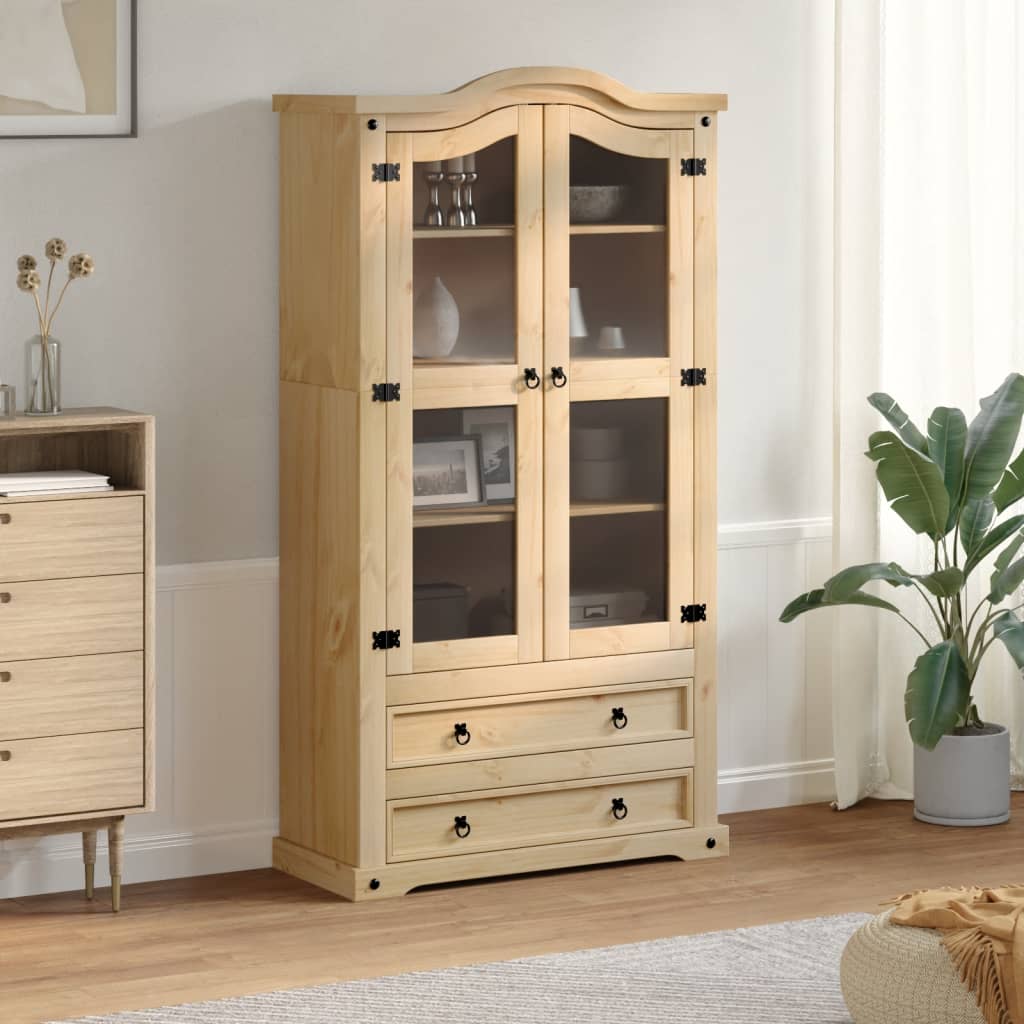 Vitrine en verre Corona 99x43x187 cm bois massif de pin - XIOS