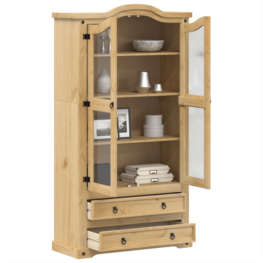 Vitrine en verre Corona 99x43x187 cm bois massif de pin - XIOS