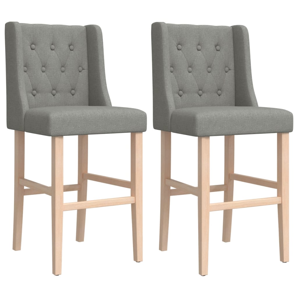 Chaises de bar lot de 2 bois massif d'hévéa et tissu - XIOS