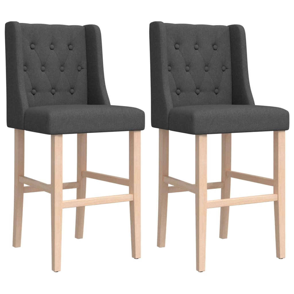 Chaises de bar lot de 2 bois massif d'hévéa et tissu - XIOS