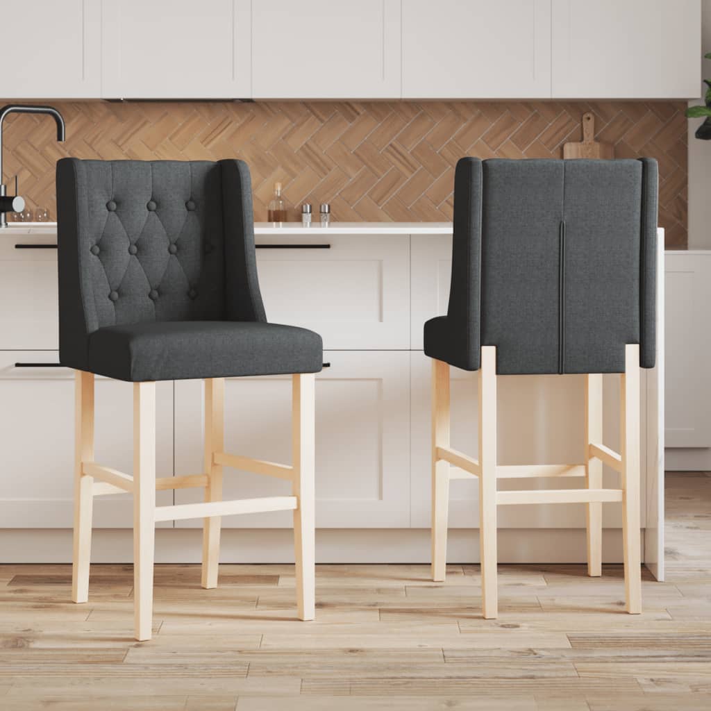 Chaises de bar lot de 2 bois massif d'hévéa et tissu - XIOS