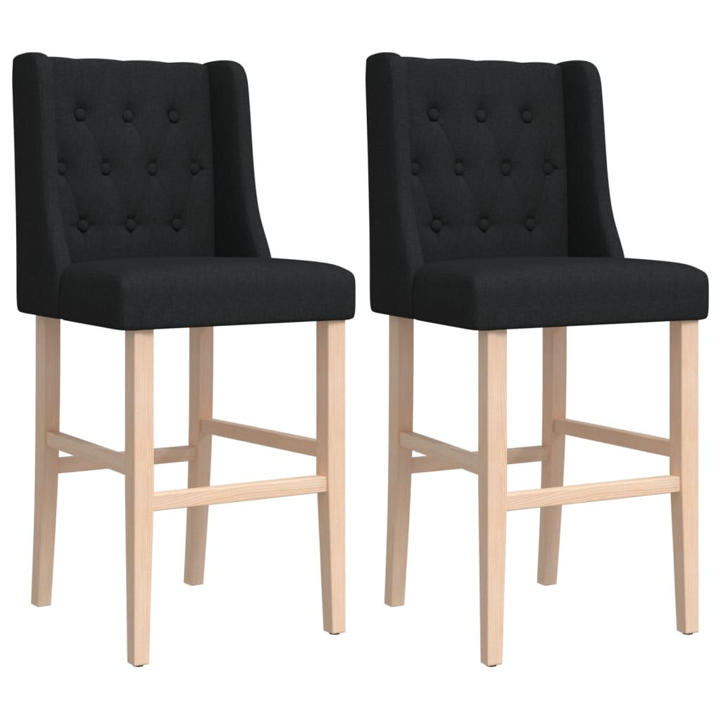 Chaises de bar lot de 2 bois massif d'hévéa et tissu - XIOS