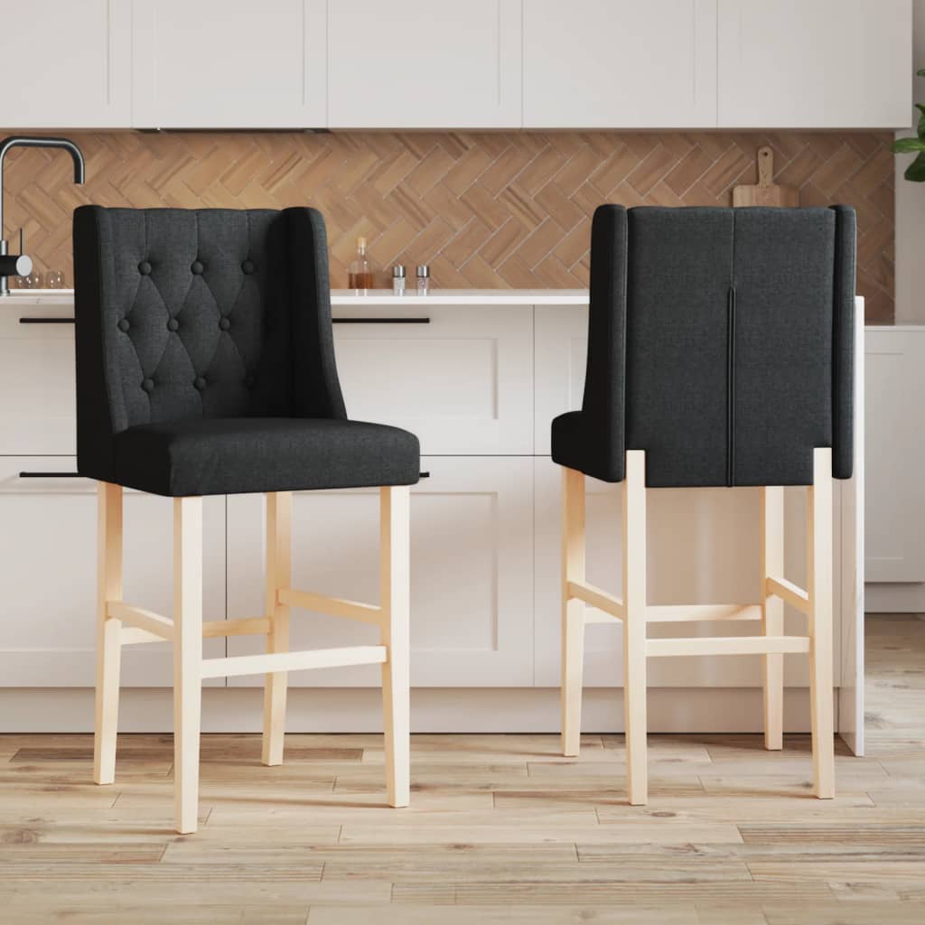 Chaises de bar lot de 2 bois massif d'hévéa et tissu - XIOS