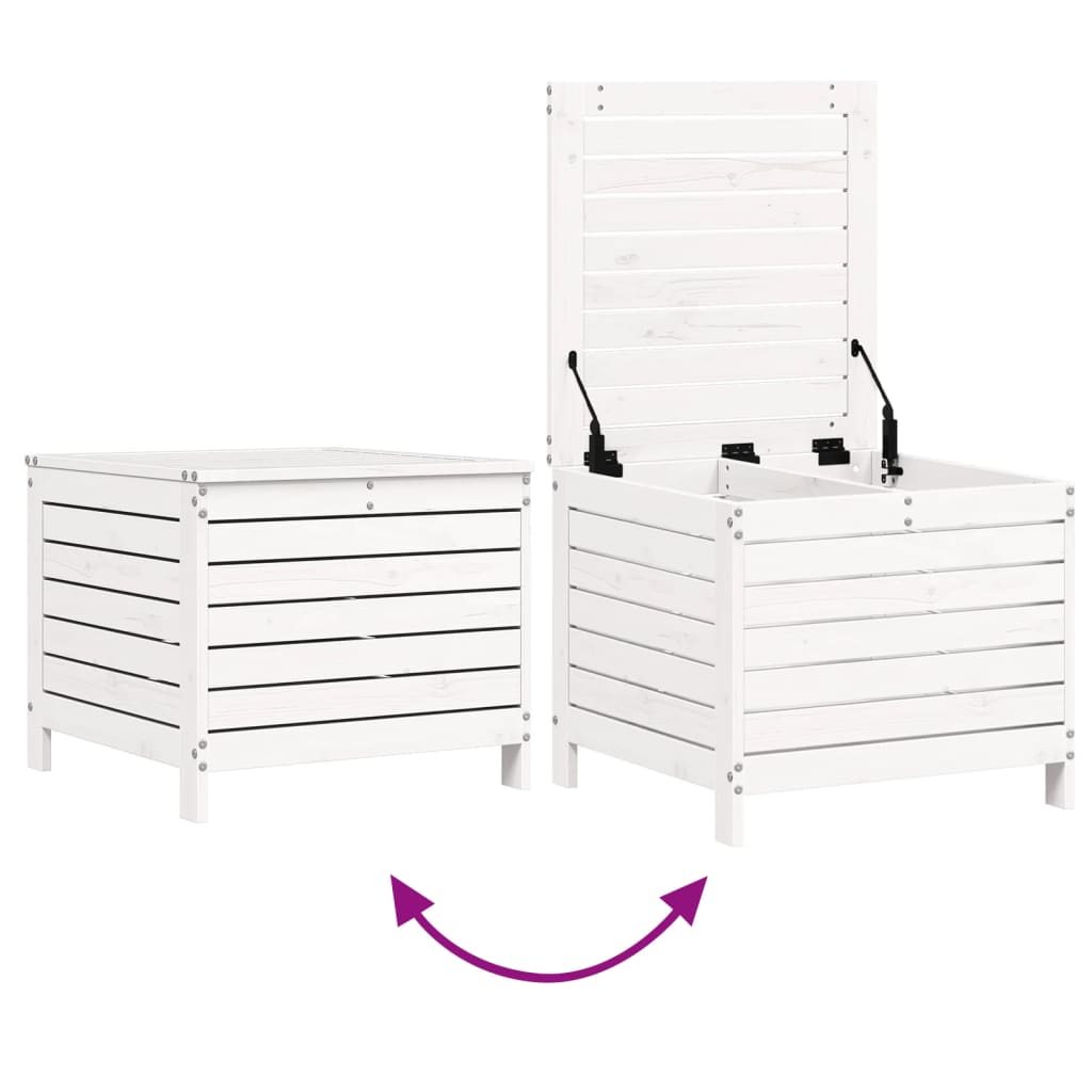 Salon de jardin 7 pcs blanc bois de pin massif