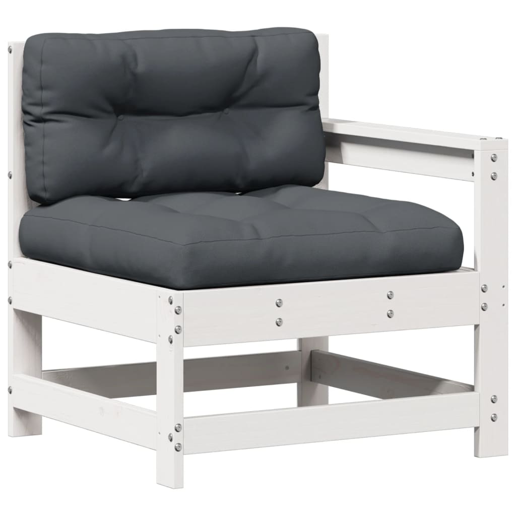 Salon de jardin avec coussins 8 pcs blanc bois de pin massif