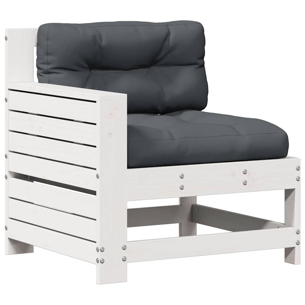 Salon de jardin 4 pcs avec coussins blanc bois de pin massif