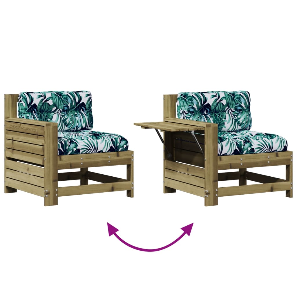 Salon de jardin 5 pcs avec coussins bois de pin imprégné