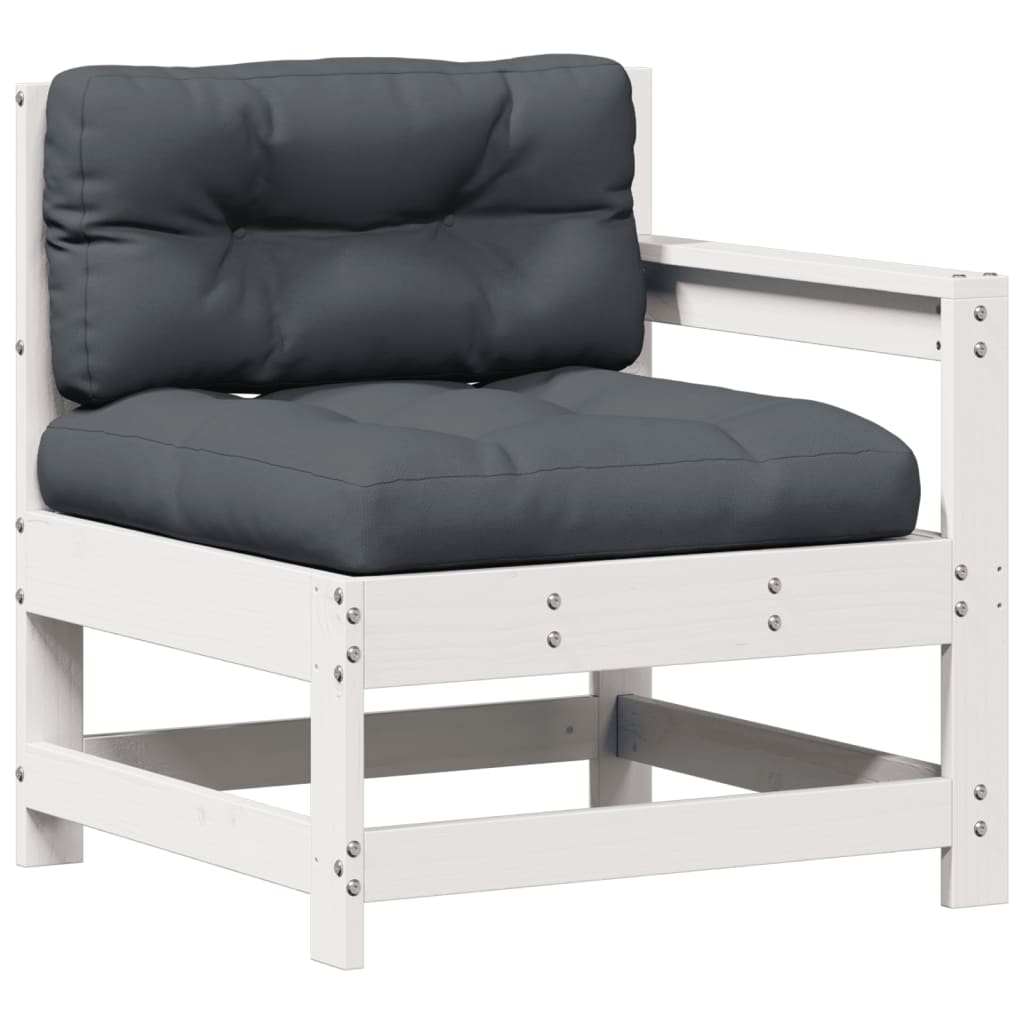 Salon de jardin 5 pcs avec coussins blanc bois massif de pin