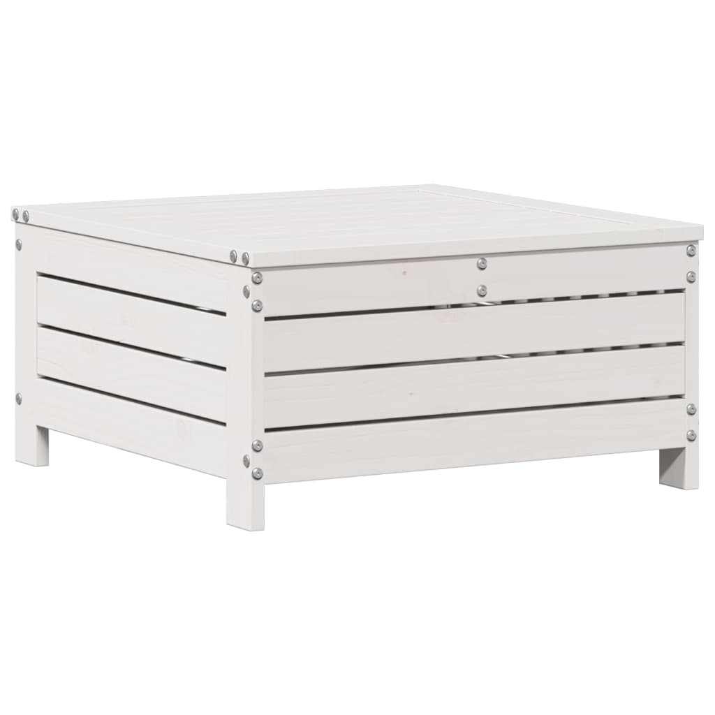 Salon de jardin 7 pcs avec coussins blanc bois de pin massif