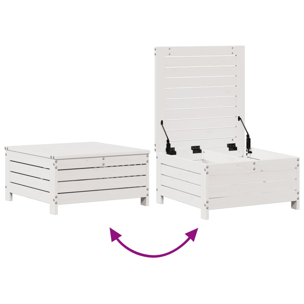 Salon de jardin 7 pcs avec coussins blanc bois de pin massif