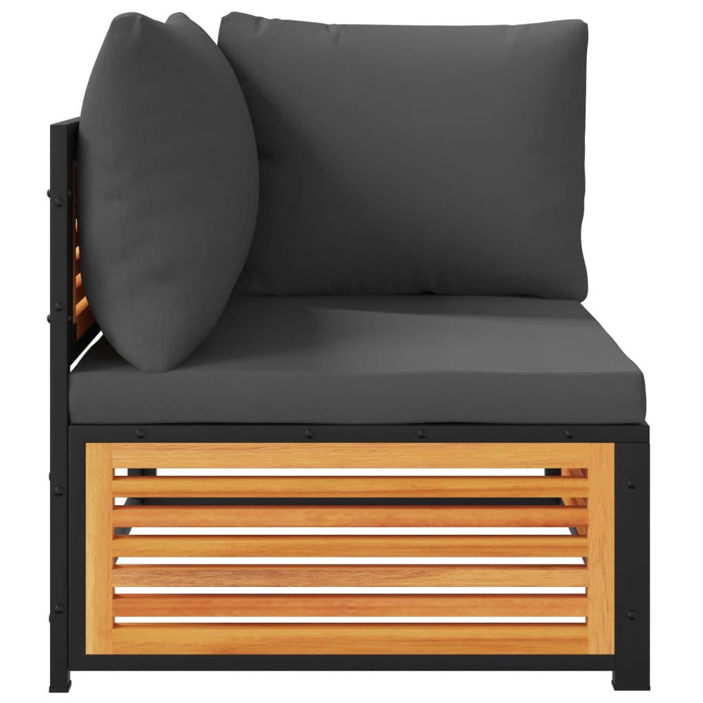 Salon de jardin avec coussins 2 pcs bois massif acacia