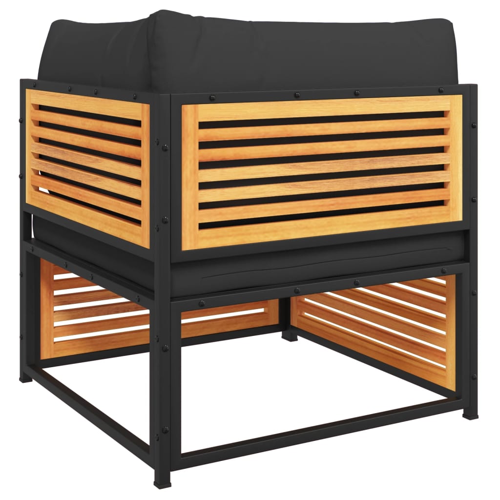 Salon de jardin avec coussins 2 pcs bois massif acacia