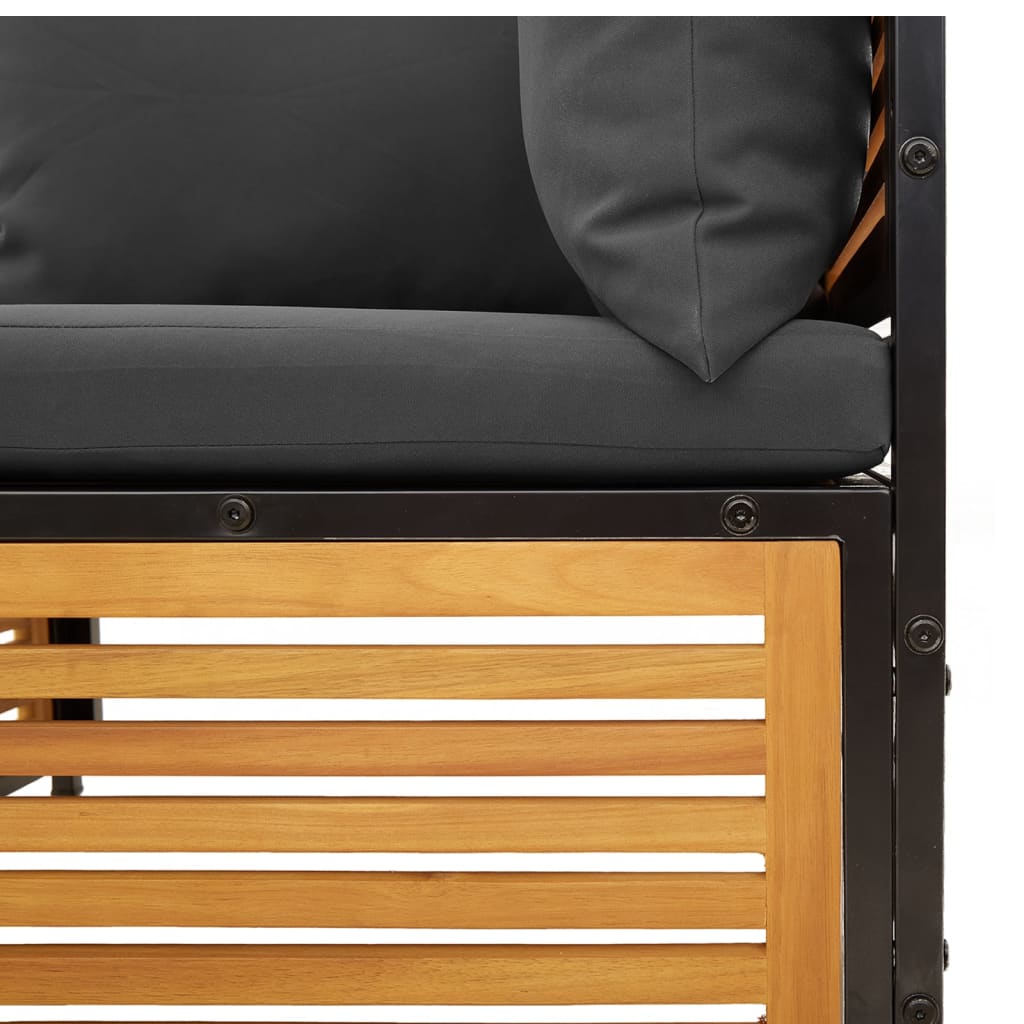 Salon de jardin avec coussins 2 pcs bois massif acacia