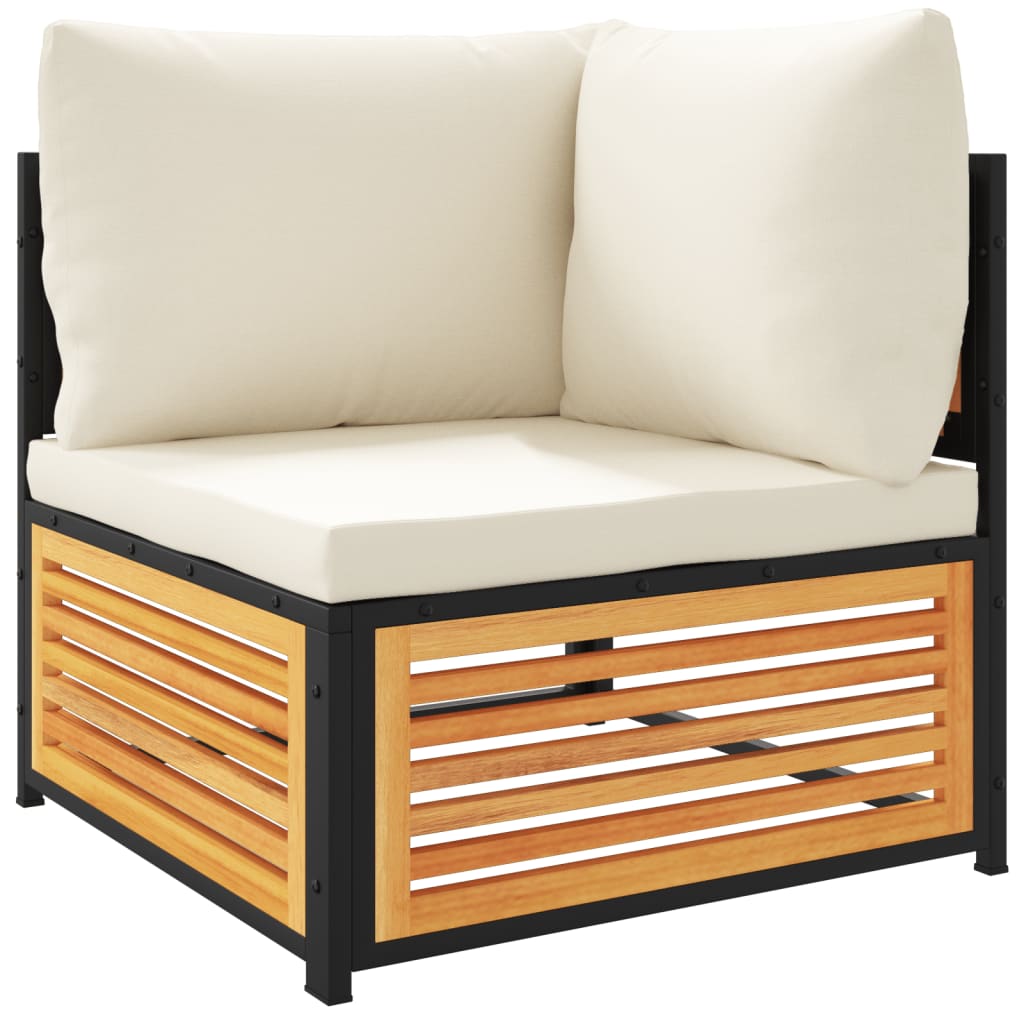 Salon de jardin avec coussins 2 pcs bois massif acacia